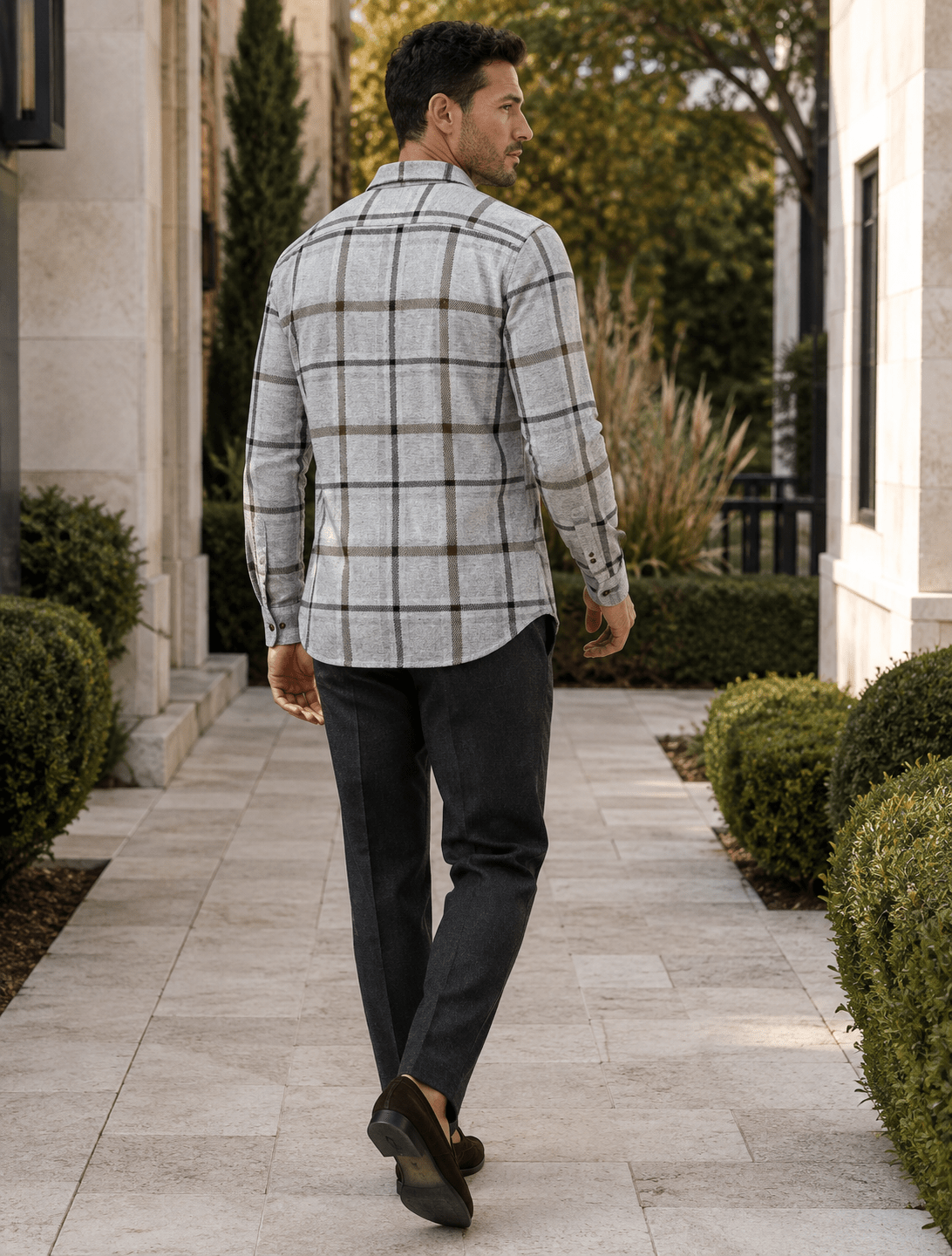 Stretch Plaid Flannel Shirt - F/X Fusion - Flannel Shirt - #color_Silver multi