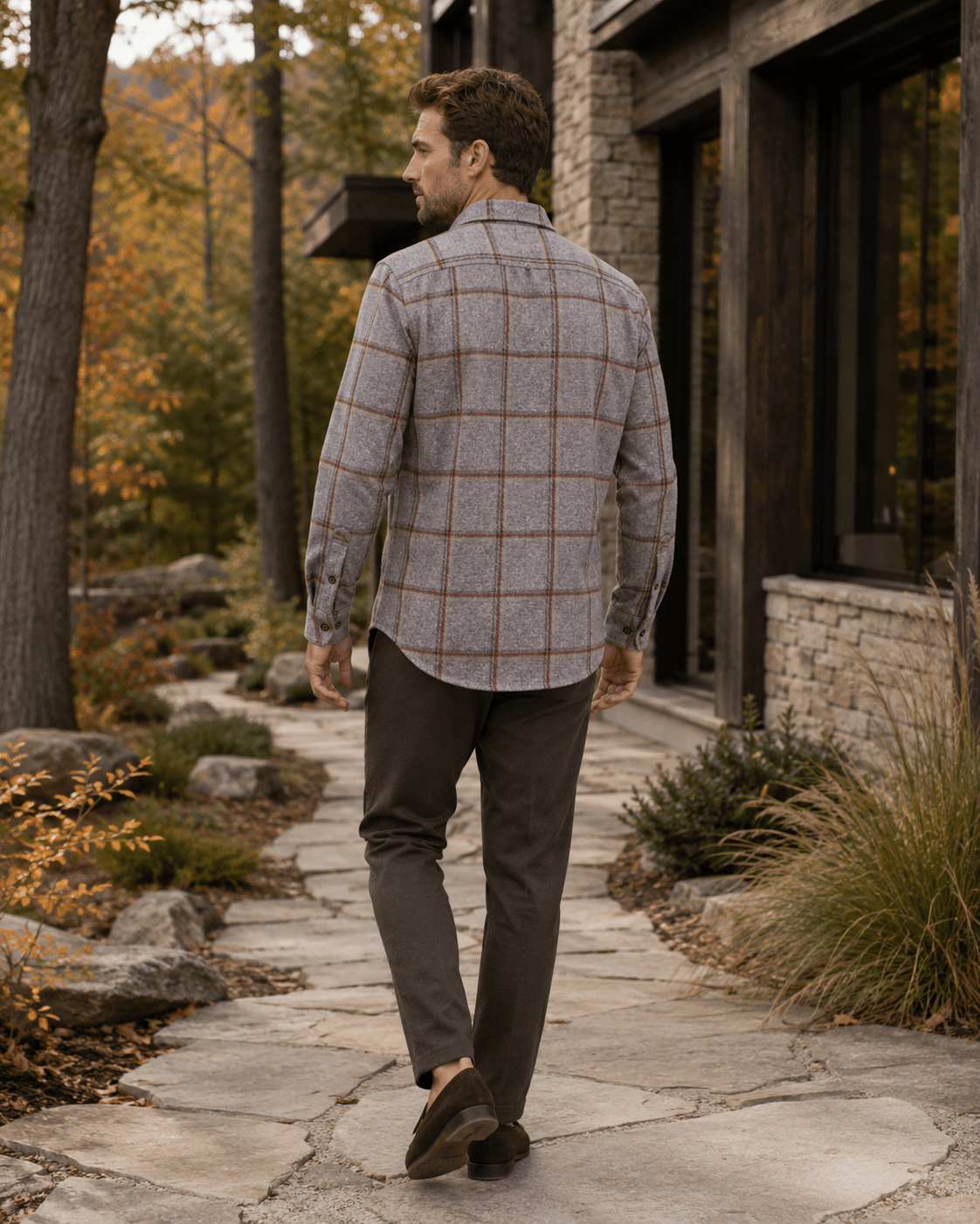 Stretch Plaid Flannel Shirt - F/X Fusion - Flannel Shirt - #color_Sienna multi
