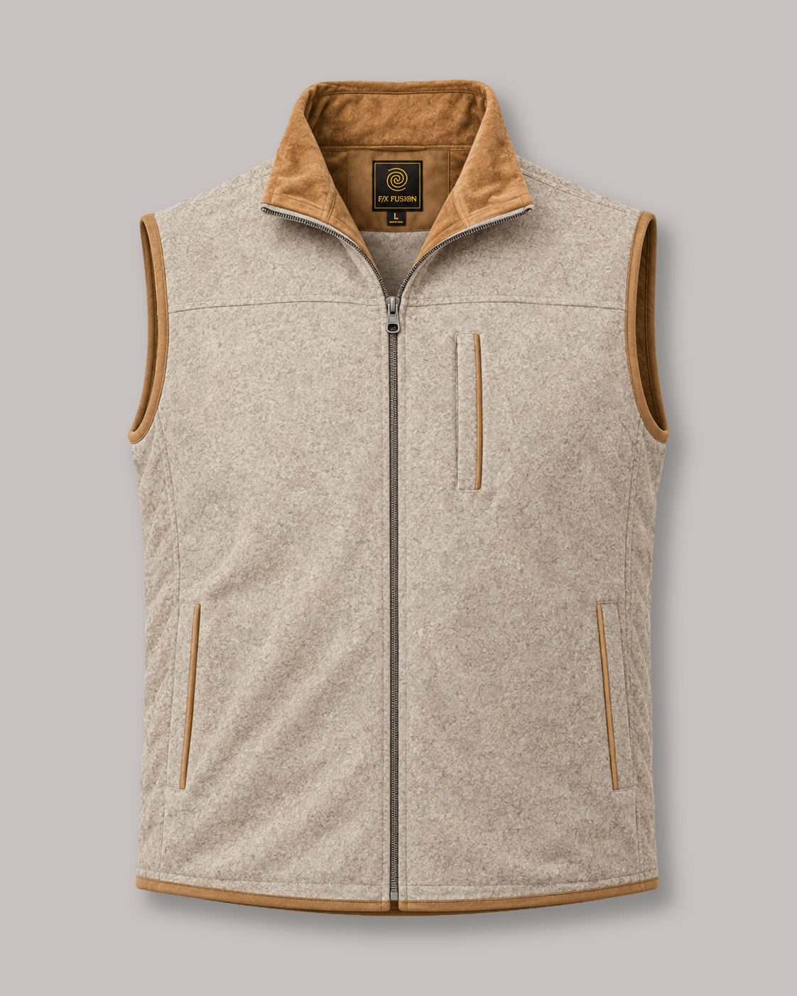 Melton Melange Full-Zip Vest - F/X Fusion - Full-Zip Vest - #color_Tan