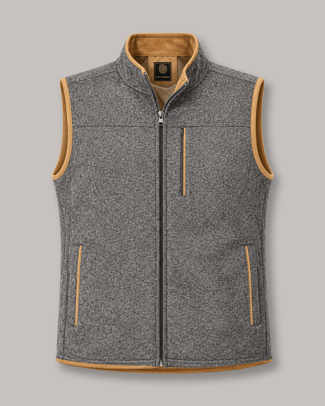 Melton Melange Full-Zip Vest - F/X Fusion - Full-Zip Vest - #color_Taupe
