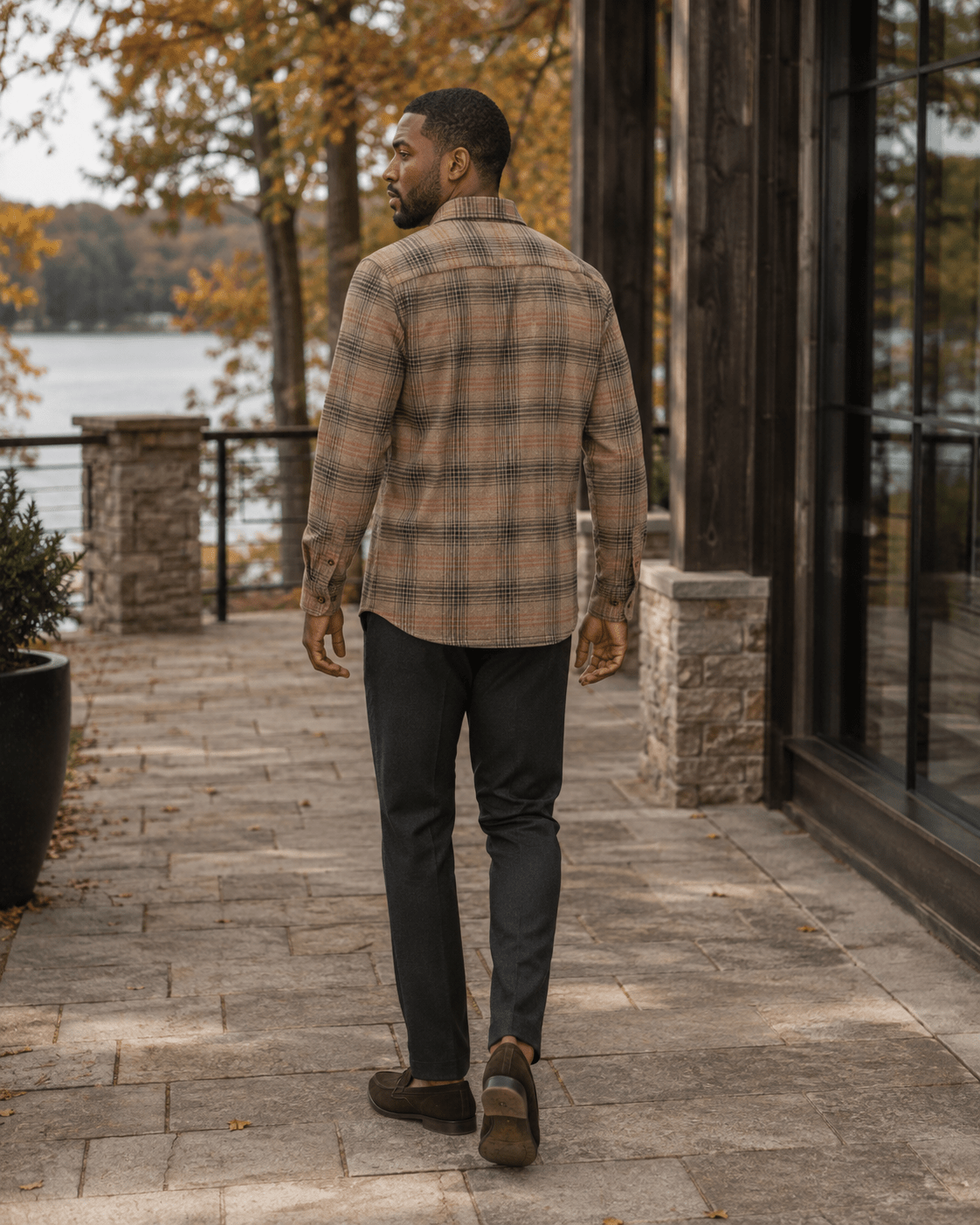 Stretch Plaid Flannel Shirt - F/X Fusion - Flannel Shirt - #color_Brown multi