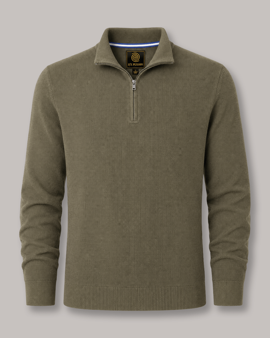 Sandwashed Thermal Quarter-Zip Sweater - F/X Fusion - Quarter-Zip Sweater - #color_Olive