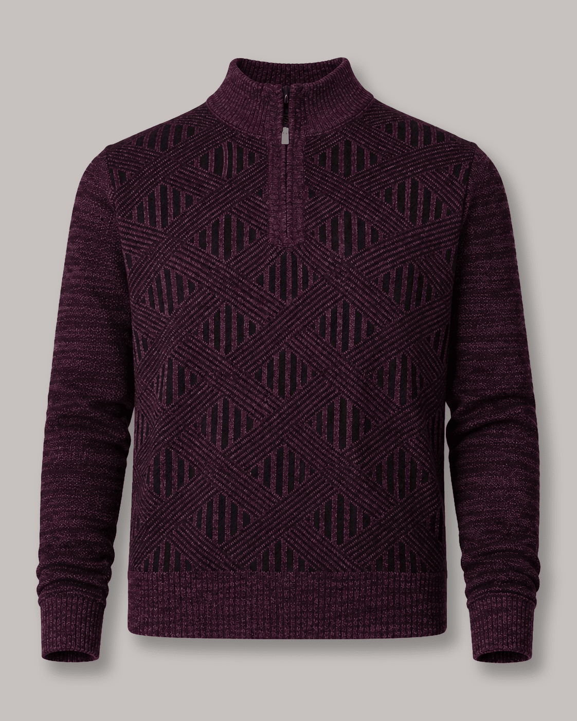 Textured Lattice Quarter-Zip Sweater - F/X Fusion - Quarter-Zip Sweater - #color_Black