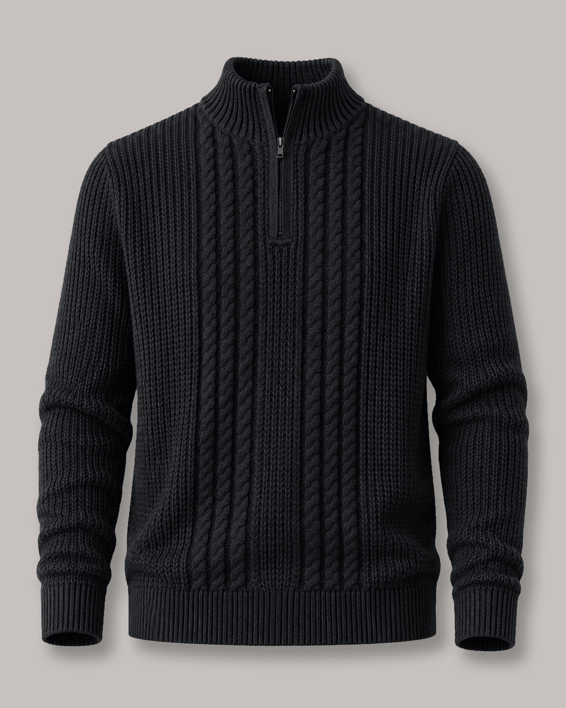 Plaited Cable Quarter-Zip Sweater - F/X Fusion - Quarter-Zip Sweater - #color_Charcoal