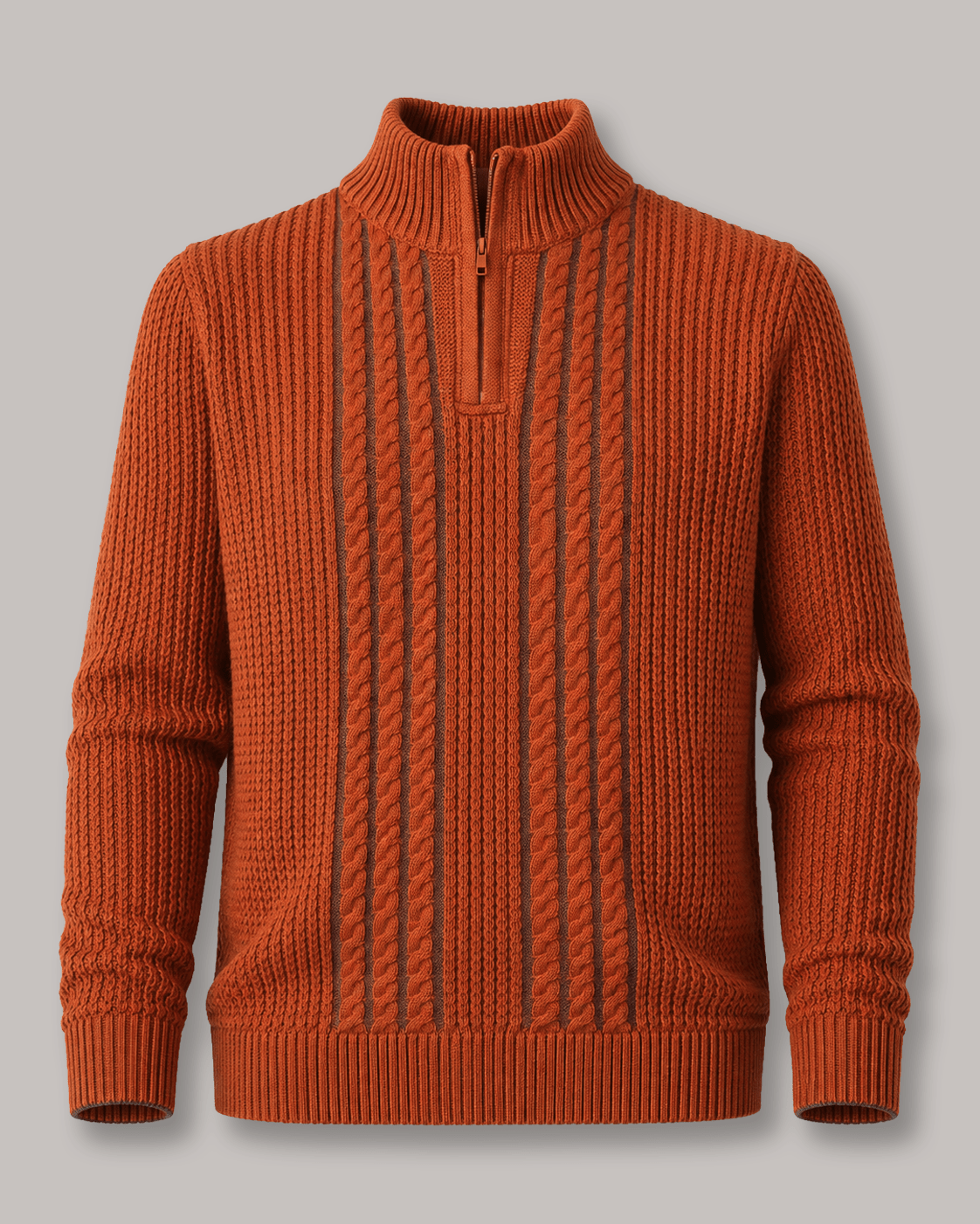 Plaited Cable Quarter-Zip Sweater - F/X Fusion - Quarter-Zip Sweater - #color_Scotch