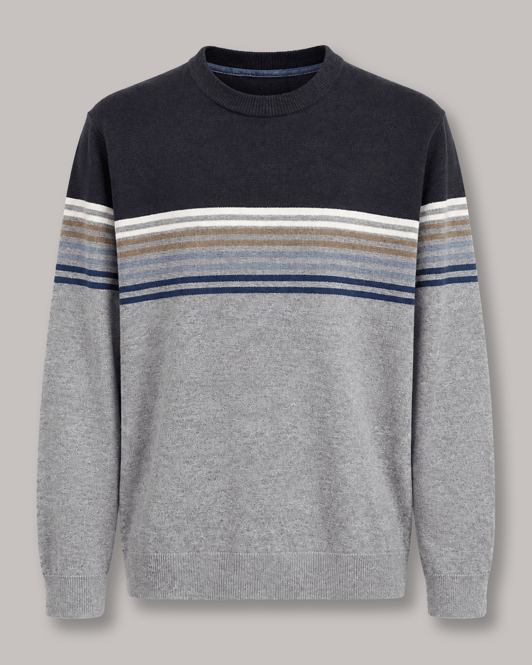 Multi-Stripe Crewneck Sweater - F/X Fusion - Crewneck Sweater - #color_Silver