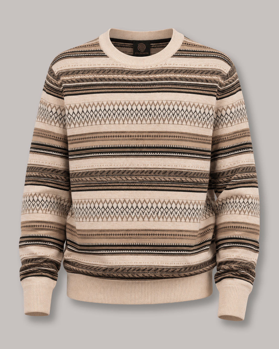 Novelty Stripe Crewneck Sweater - F/X Fusion - Crewneck Sweater - #color_Oatmeal