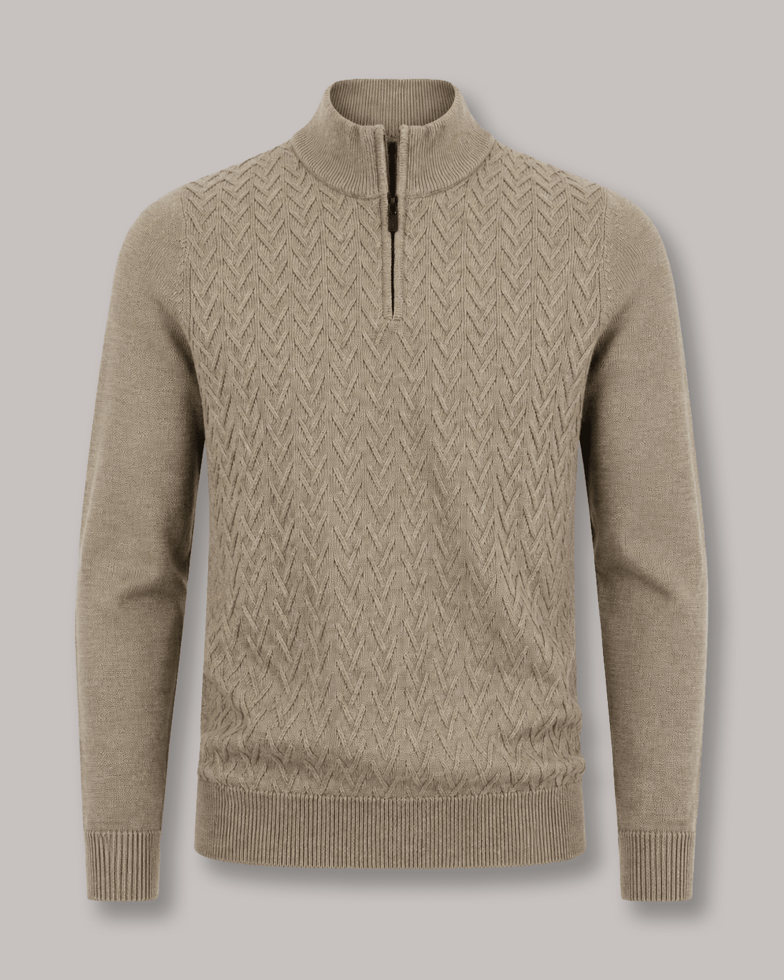 Textured Quarter-Zip Sweater - F/X Fusion - Quarter-Zip Sweater - #color_Oatmeal Heather