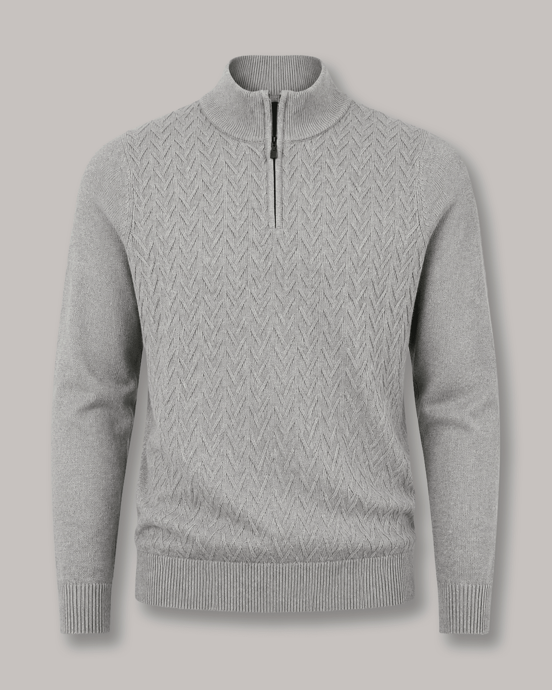 Textured Quarter-Zip Sweater - F/X Fusion - Quarter-Zip Sweater - #color_Silver