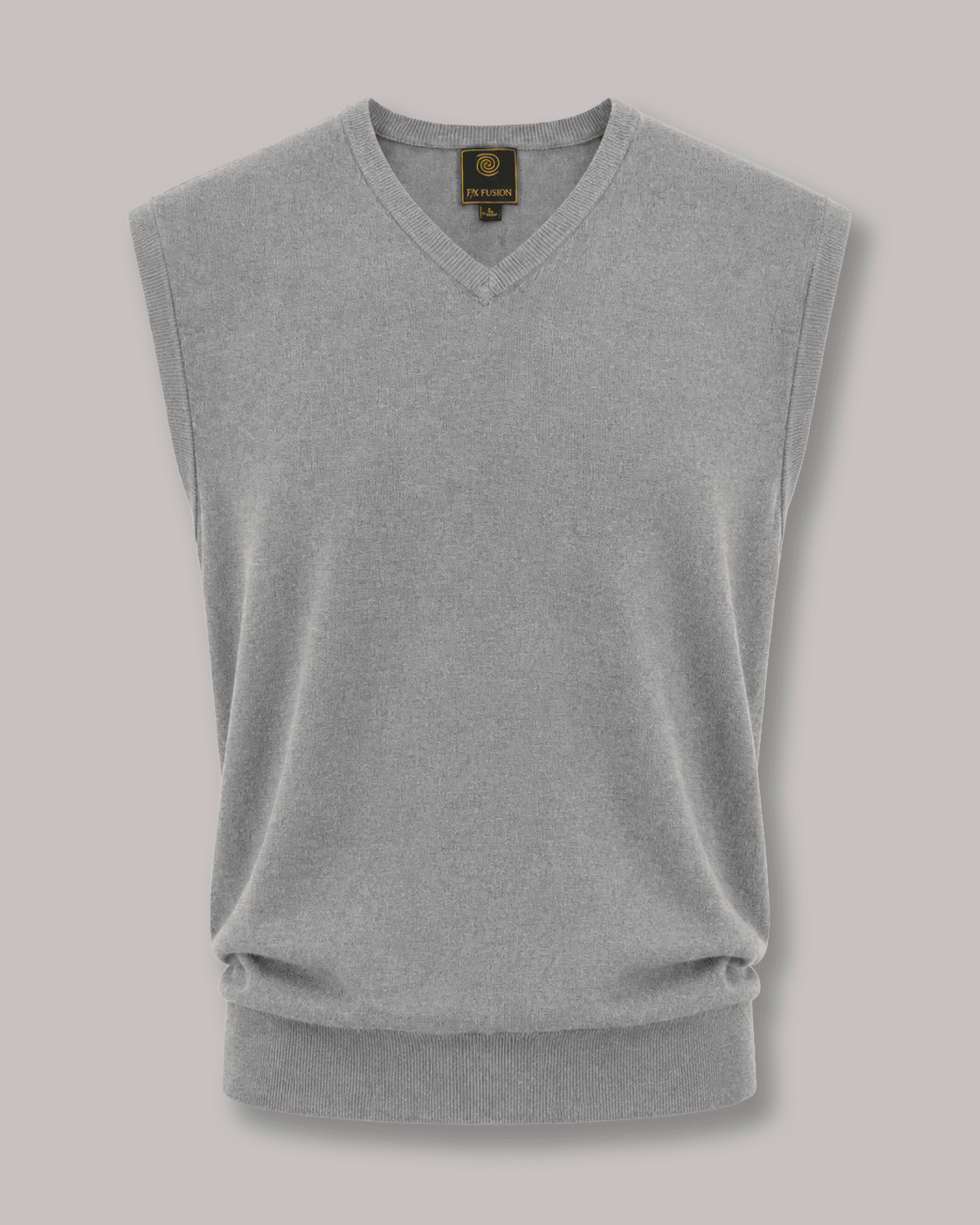 Cotton-Blend V-Neck Vest - F/X Fusion - V-Neck Vest - #color_Silver Heather