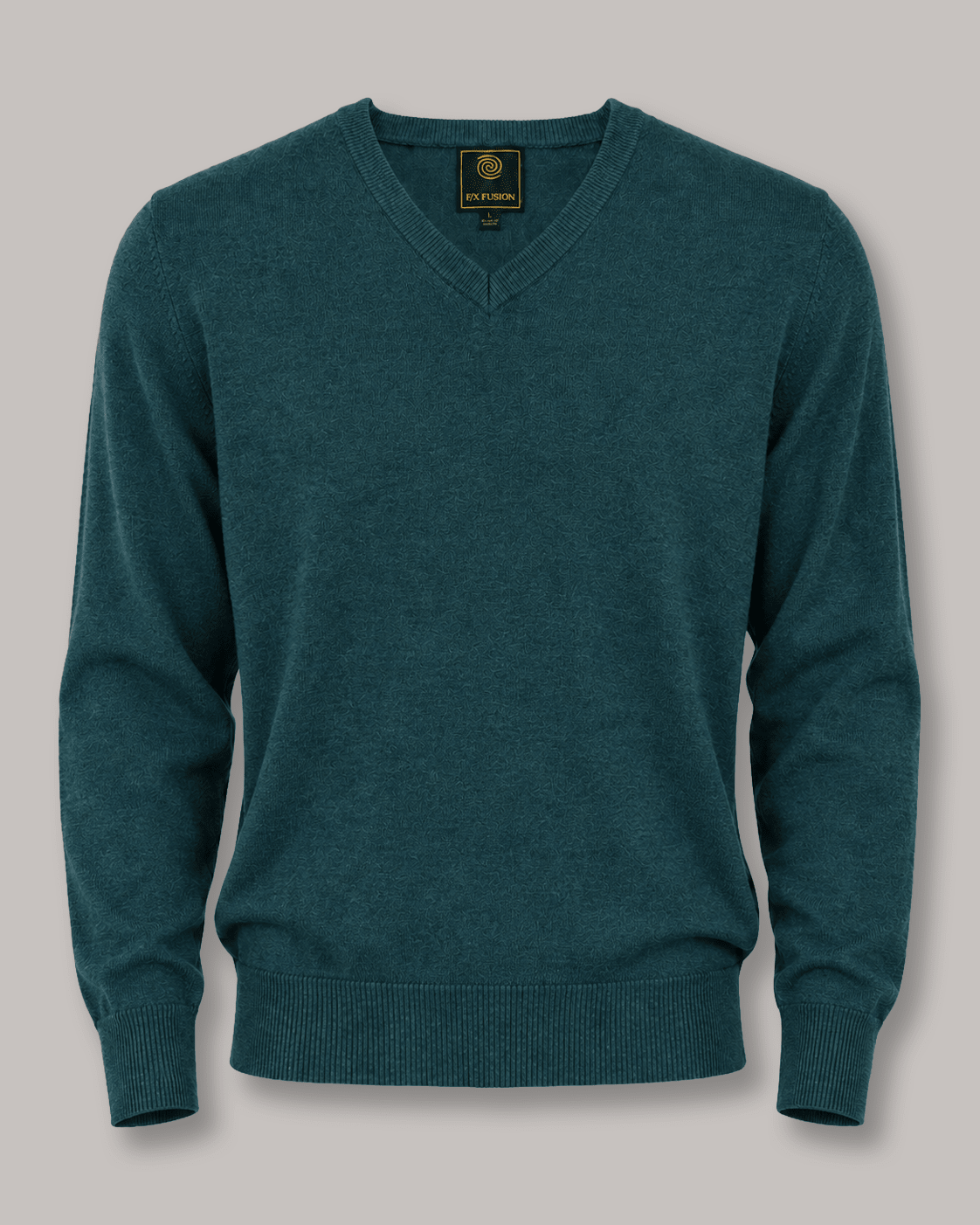 Cotton-Blend V-Neck Sweater - F/X Fusion - V-Neck Sweater - #color_Mallard Heather