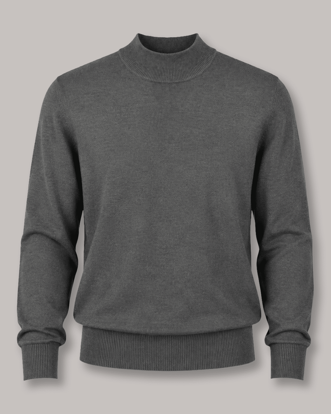 Cotton-Blend Mock Neck Sweater - F/X Fusion - Mock Neck Sweater - #color_Charcoal Heather