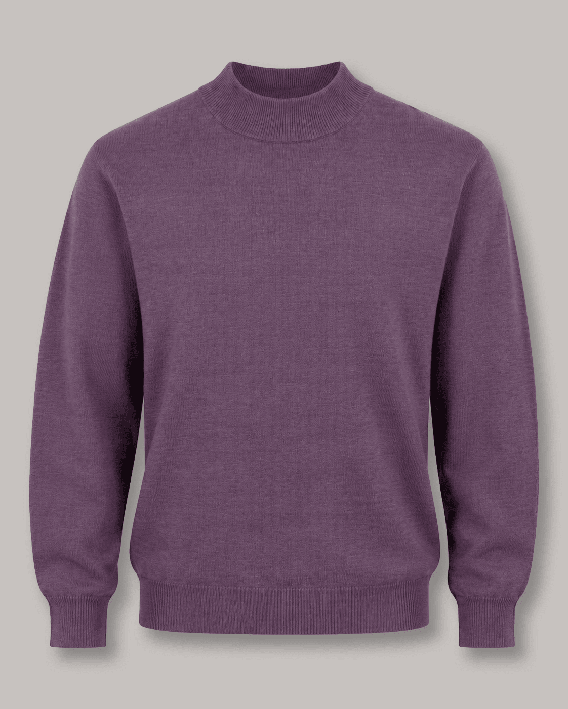 Cotton-Blend Mock Neck Sweater - F/X Fusion - Mock Neck Sweater - #color_Mulberry Heather