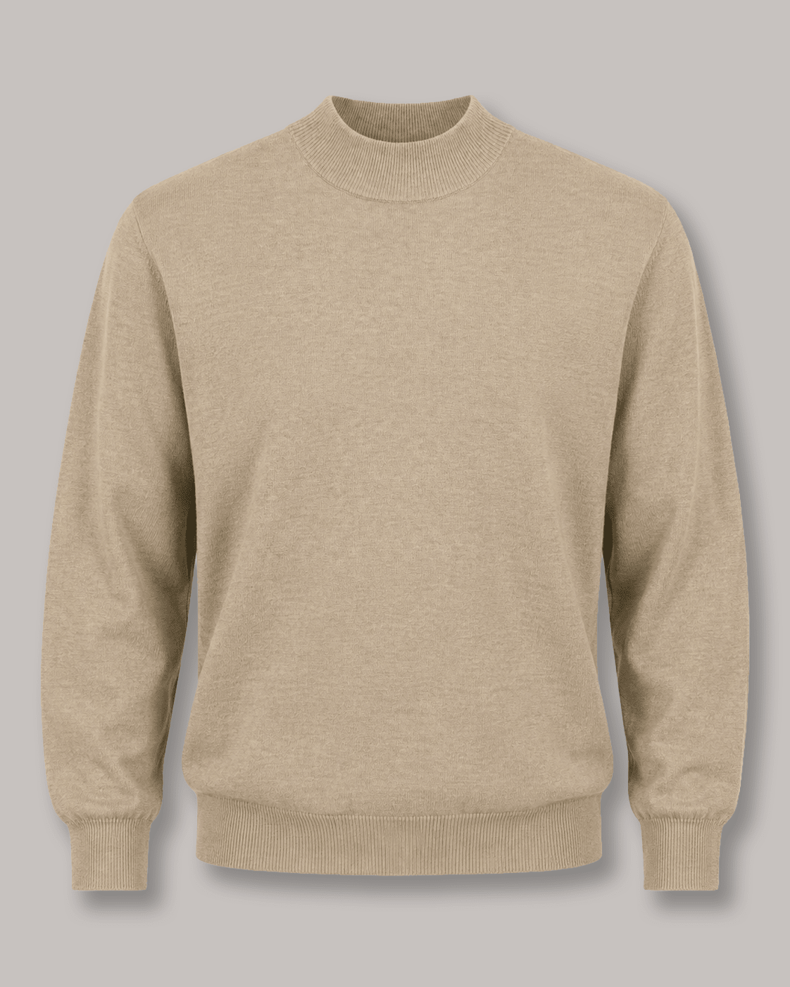 Cotton-Blend Mock Neck Sweater - F/X Fusion - Mock Neck Sweater - #color_Oatmeal