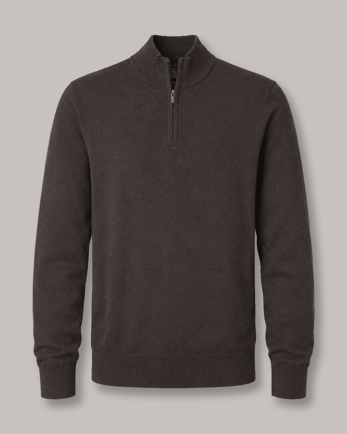 Cotton-Blend Quarter-Zip Sweater - F/X Fusion - Quarter-Zip Sweater - #color_Brown Heather