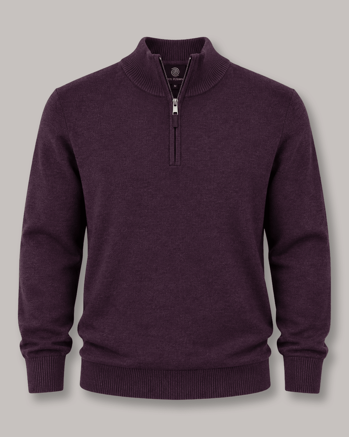 Cotton-Blend Quarter-Zip Sweater - F/X Fusion - Quarter-Zip Sweater - #color_Grape