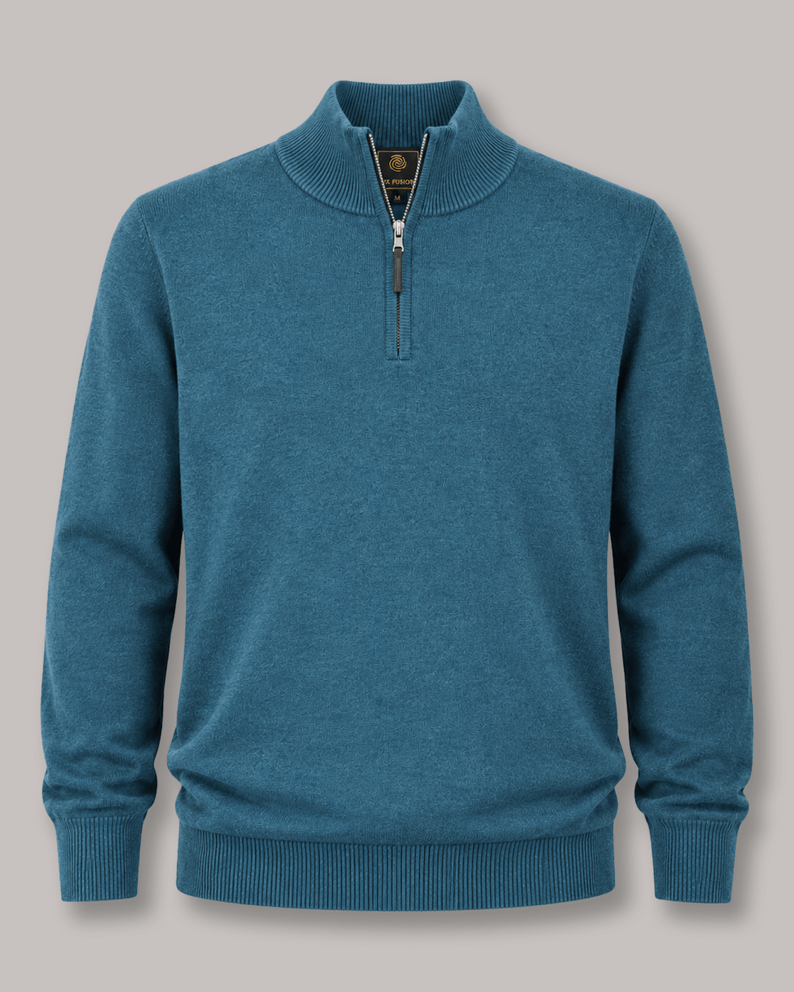 Cotton-Blend Quarter-Zip Sweater - F/X Fusion - Quarter-Zip Sweater - #color_Mallard Heather