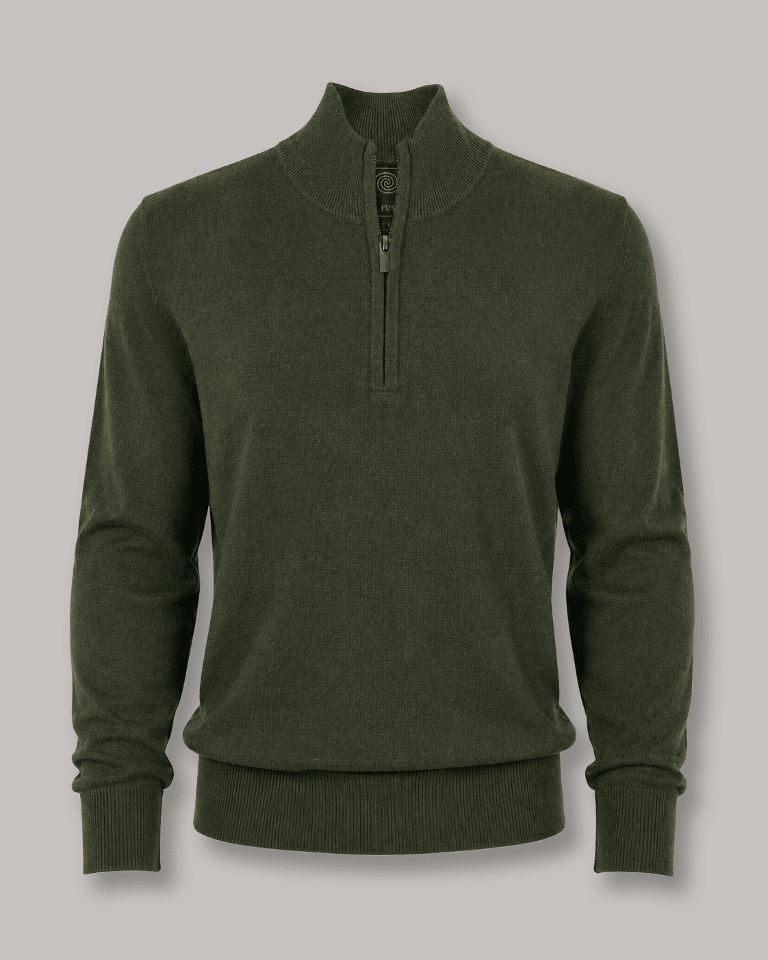Cotton-Blend Quarter-Zip Sweater - F/X Fusion - Quarter-Zip Sweater - #color_Olive Heather