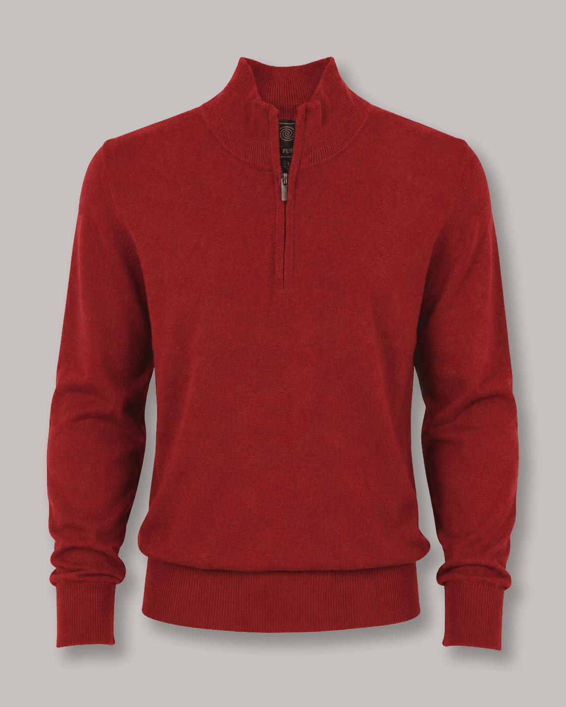 Cotton-Blend Quarter-Zip Sweater - F/X Fusion - Quarter-Zip Sweater - #color_Red Heather
