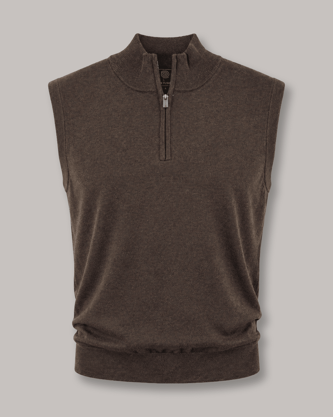 Cotton-Blend Quarter-Zip Vest - F/X Fusion - Quarter-Zip Vest - #color_Brown Heather