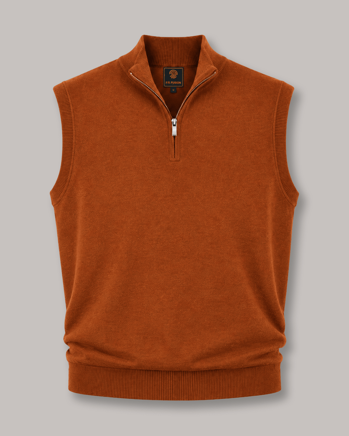 Cotton-Blend Quarter-Zip Vest - F/X Fusion - Quarter-Zip Vest - #color_Butterscotch