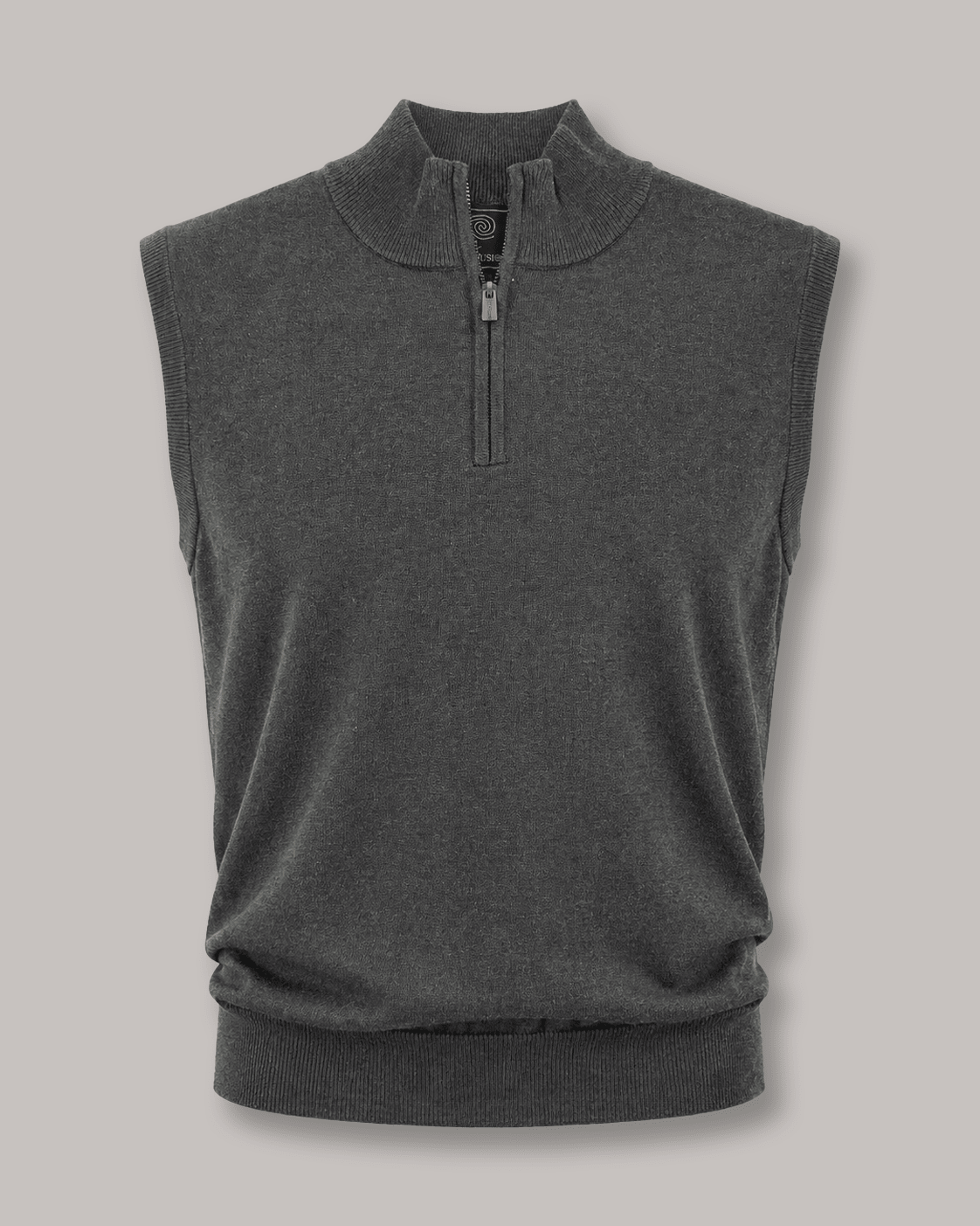Cotton-Blend Quarter-Zip Vest - F/X Fusion - Quarter-Zip Vest - #color_Charcoal Heather