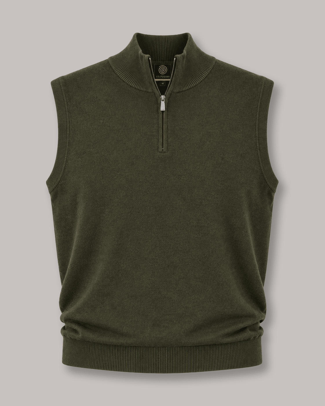 Cotton-Blend Quarter-Zip Vest - F/X Fusion - Quarter-Zip Vest - #color_Olive Heather