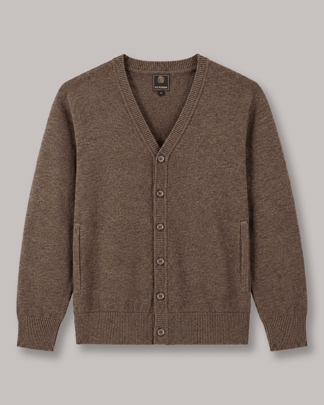 Jersey Button Cardigan Sweater - F/X Fusion - Cardigan Sweater - #color_Brown Heather