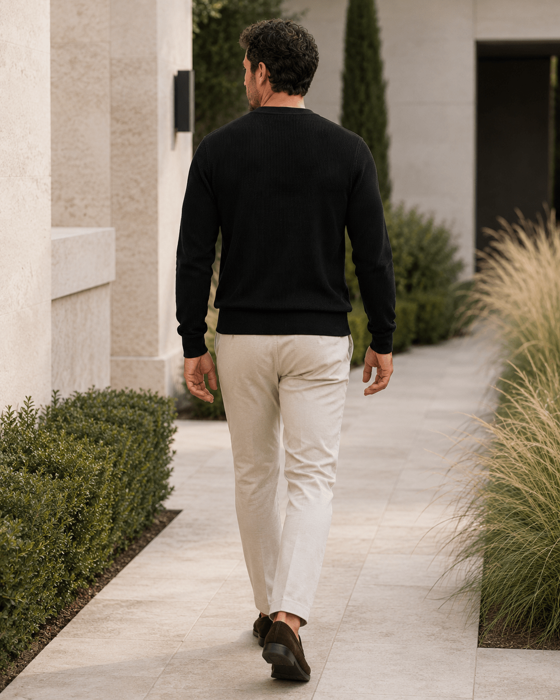 Sandwashed Thermal Crewneck Sweater - F/X Fusion - Crewneck Sweater - #color_Black