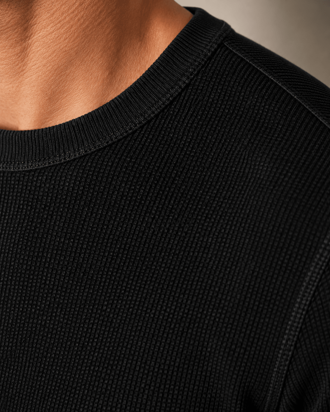 Sandwashed Thermal Crewneck Sweater - F/X Fusion - Crewneck Sweater - #color_Black