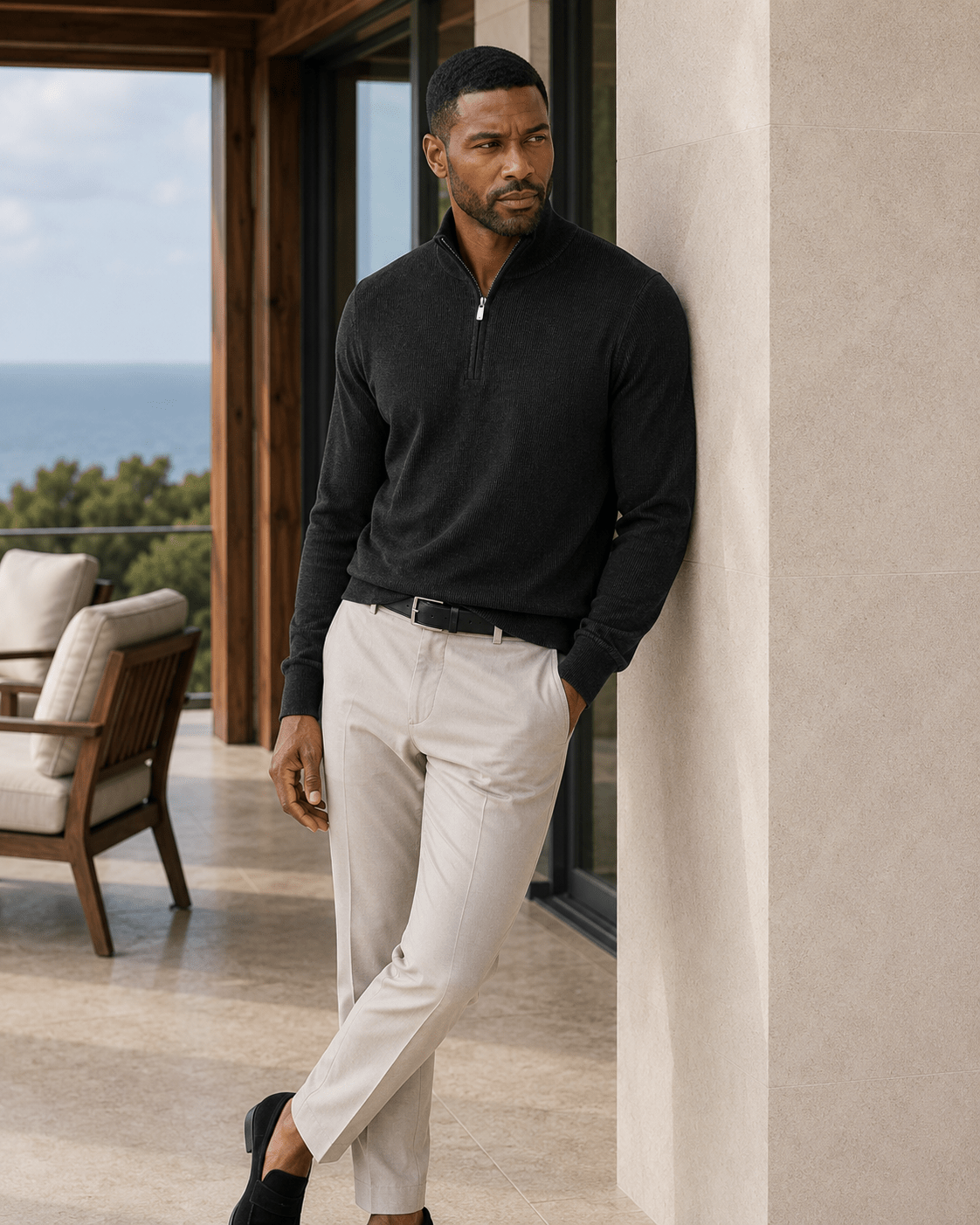 Thermal Quarter-Zip Sweater - F/X Fusion - Quarter-Zip Sweater - #color_Black