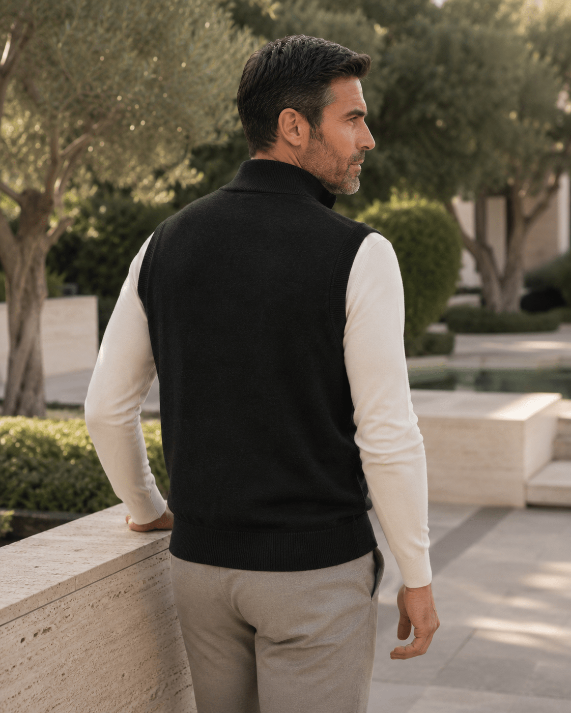 Cotton-Blend Quarter-Zip Vest - F/X Fusion - Quarter-Zip Vest - #color_Black