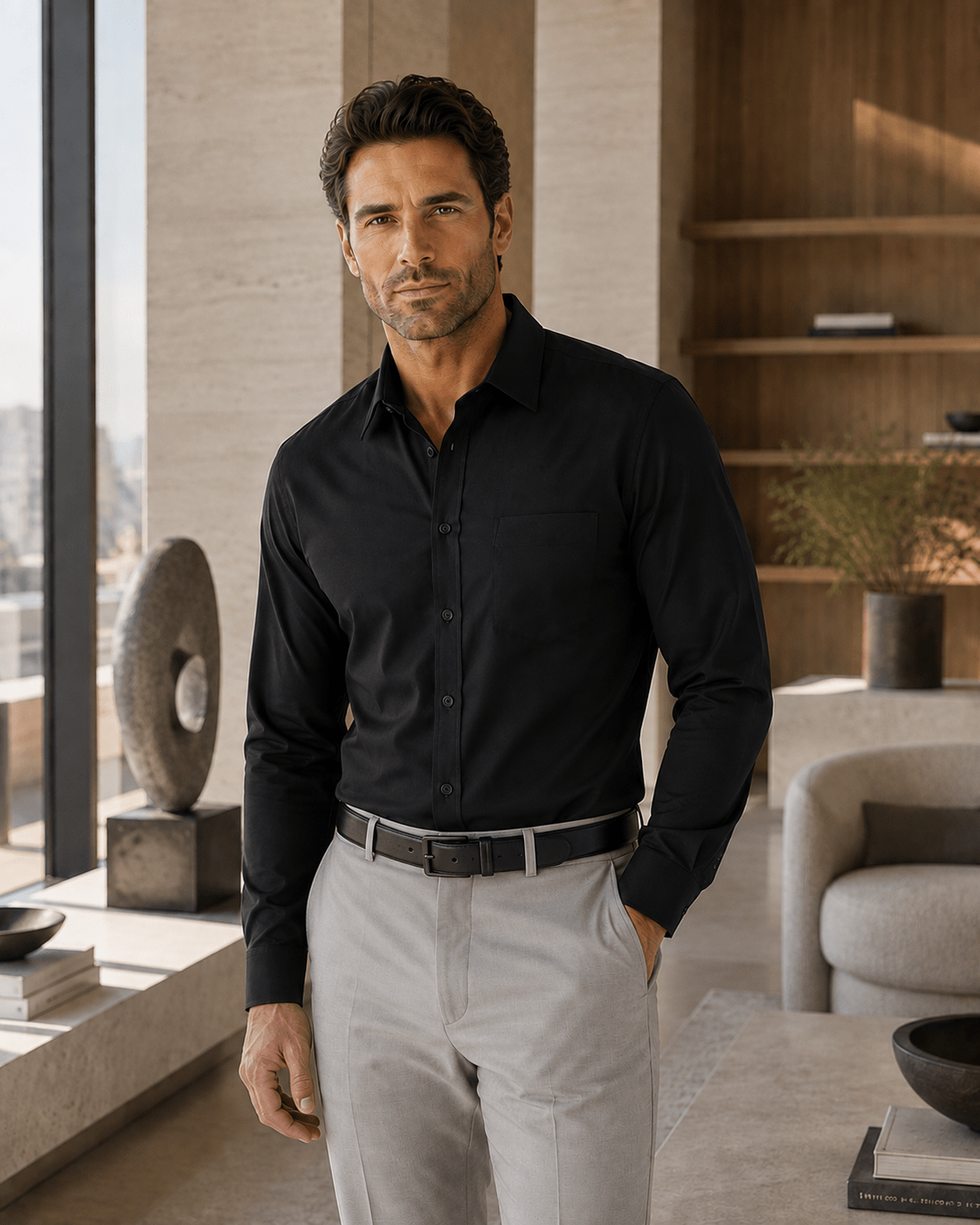 Performance Stretch Underbutton Dress Shirt - F/X Fusion - Underbutton Dress shirt - #color_Black