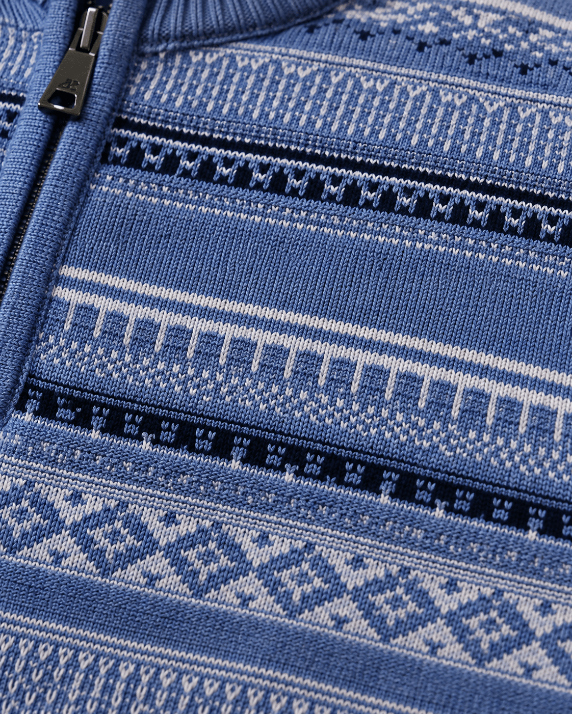 Sherpa-Lined Fair Isle Quarter-Zip Sweater - F/X Fusion - Quarter-Zip Sweater - #color_Blue