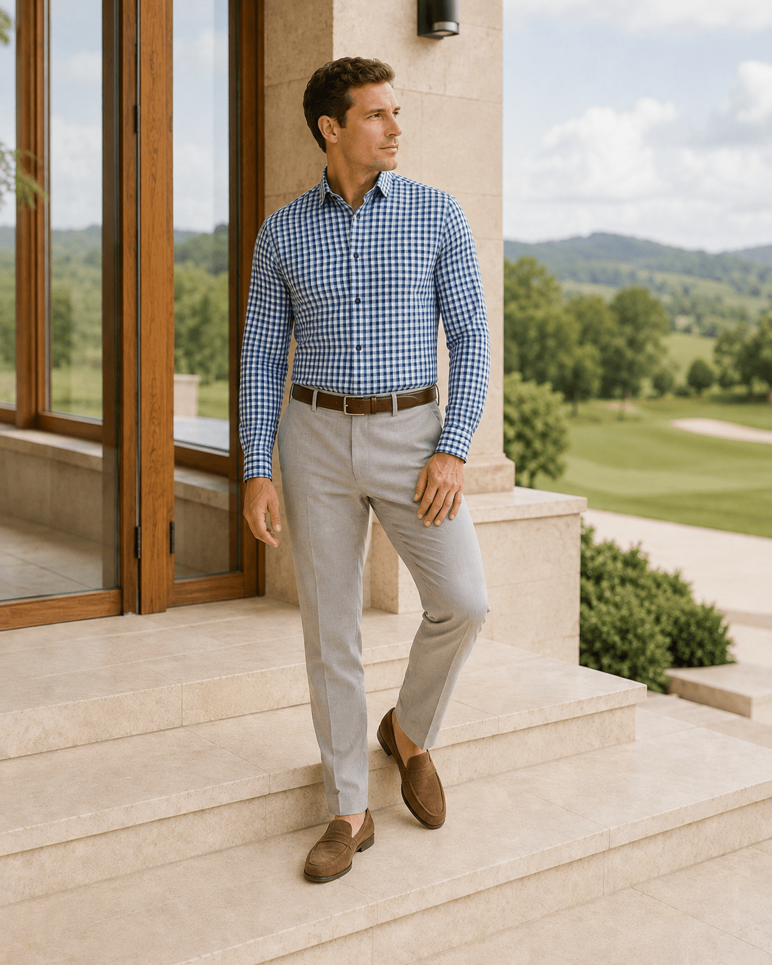 Check Underbutton Dress Shirt - F/X Fusion - Underbutton Dress shirt - #color_Blue