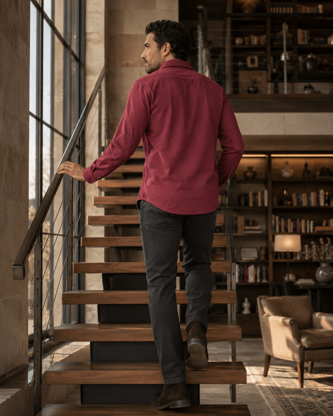 Cashmere Soft Touch Shirt - F/X Fusion - Button-Up Overshirt - #color_Bordeaux
