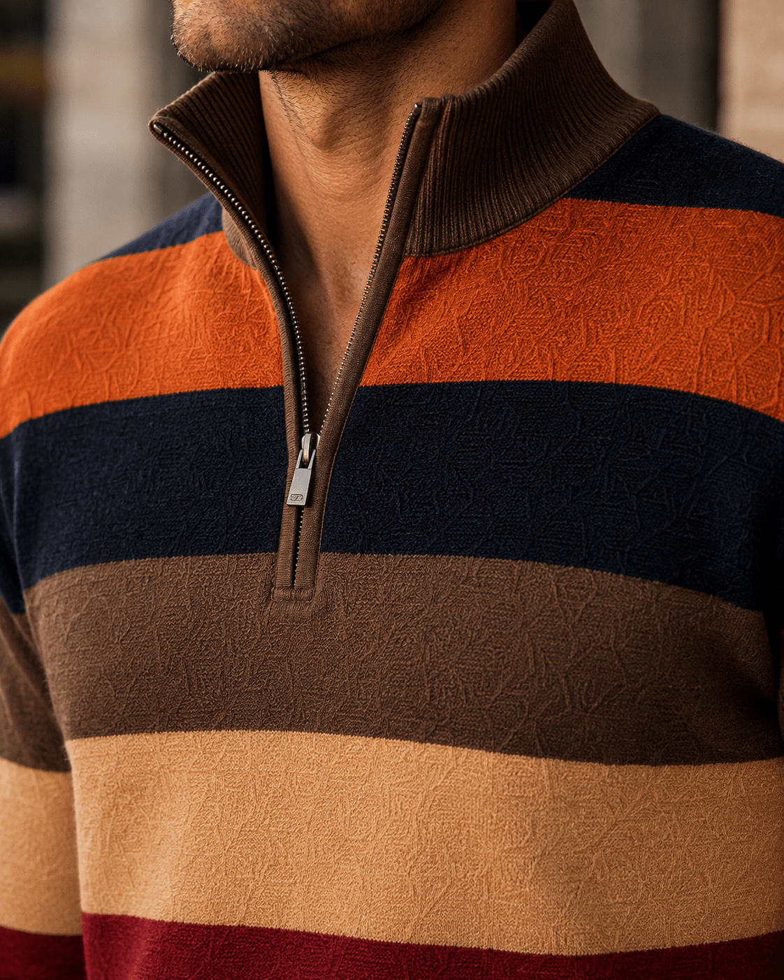 Rugby Stripe Quarter-Zip Sweater - F/X Fusion - Quarter-Zip Sweater - #color_Bright Combo