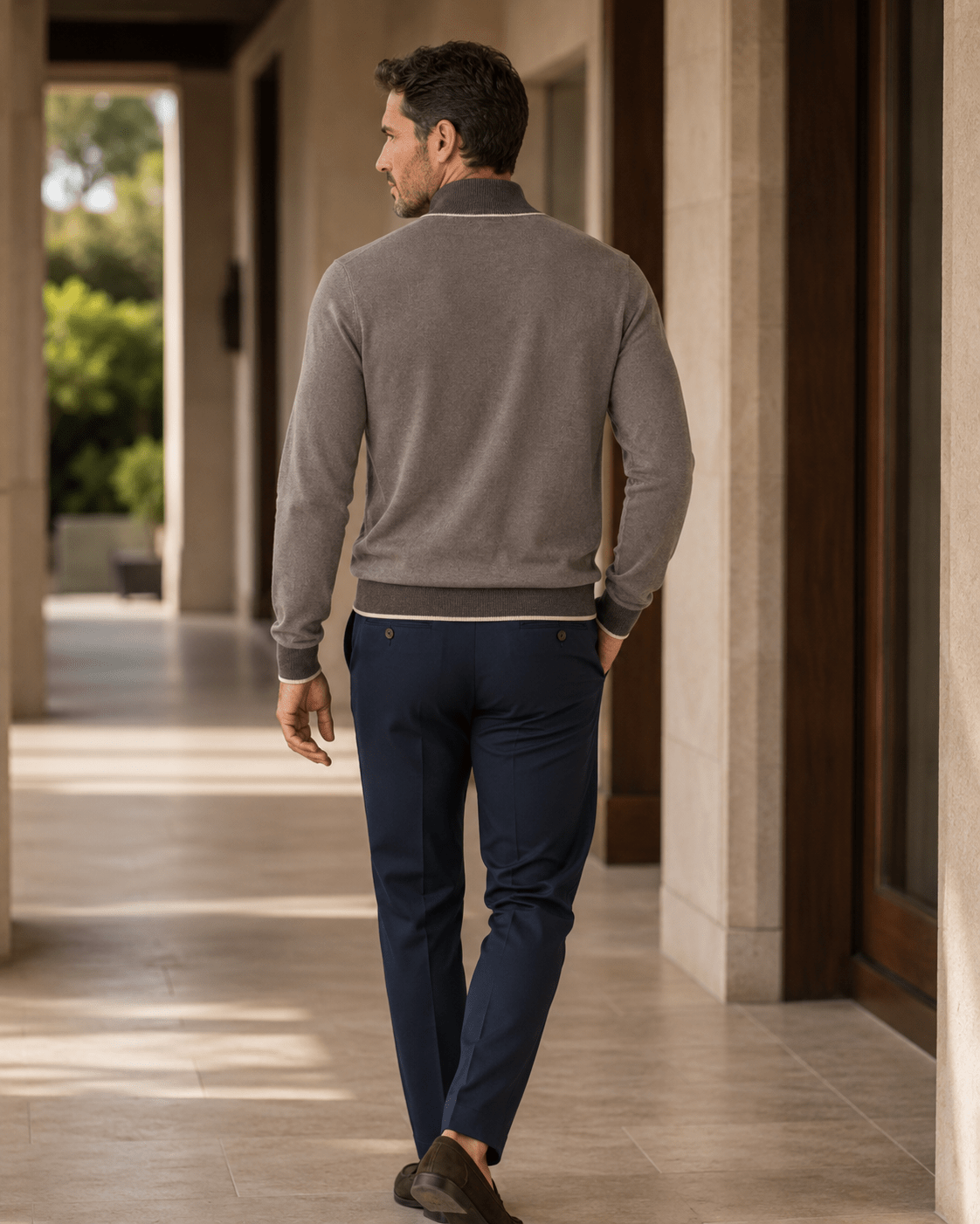 Birdseye Quarter-Zip Sweater - F/X Fusion - Quarter-Zip Sweater - #color_Chocolate
