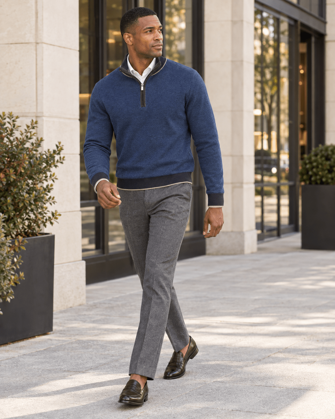 Birdseye Quarter-Zip Sweater - F/X Fusion - Quarter-Zip Sweater - #color_Brown Heather
