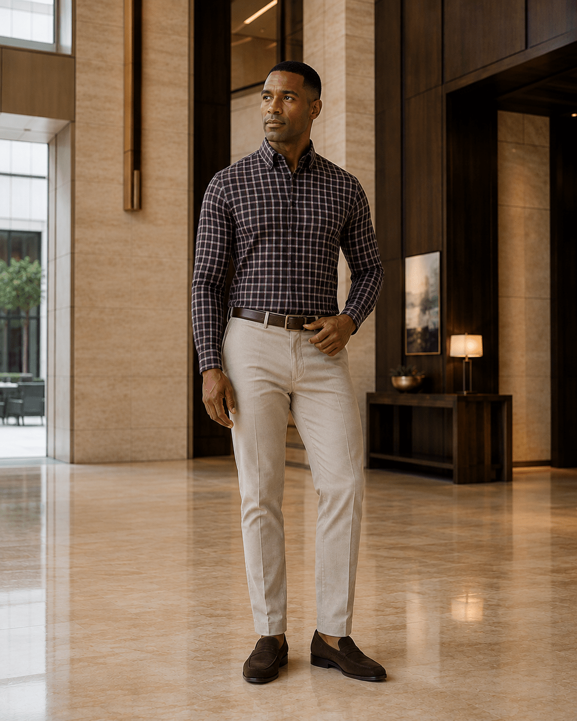 Cotton Blend Plaid Underbutton Shirt - F/X Fusion - Underbutton Dress shirt - #color_Burgundy
