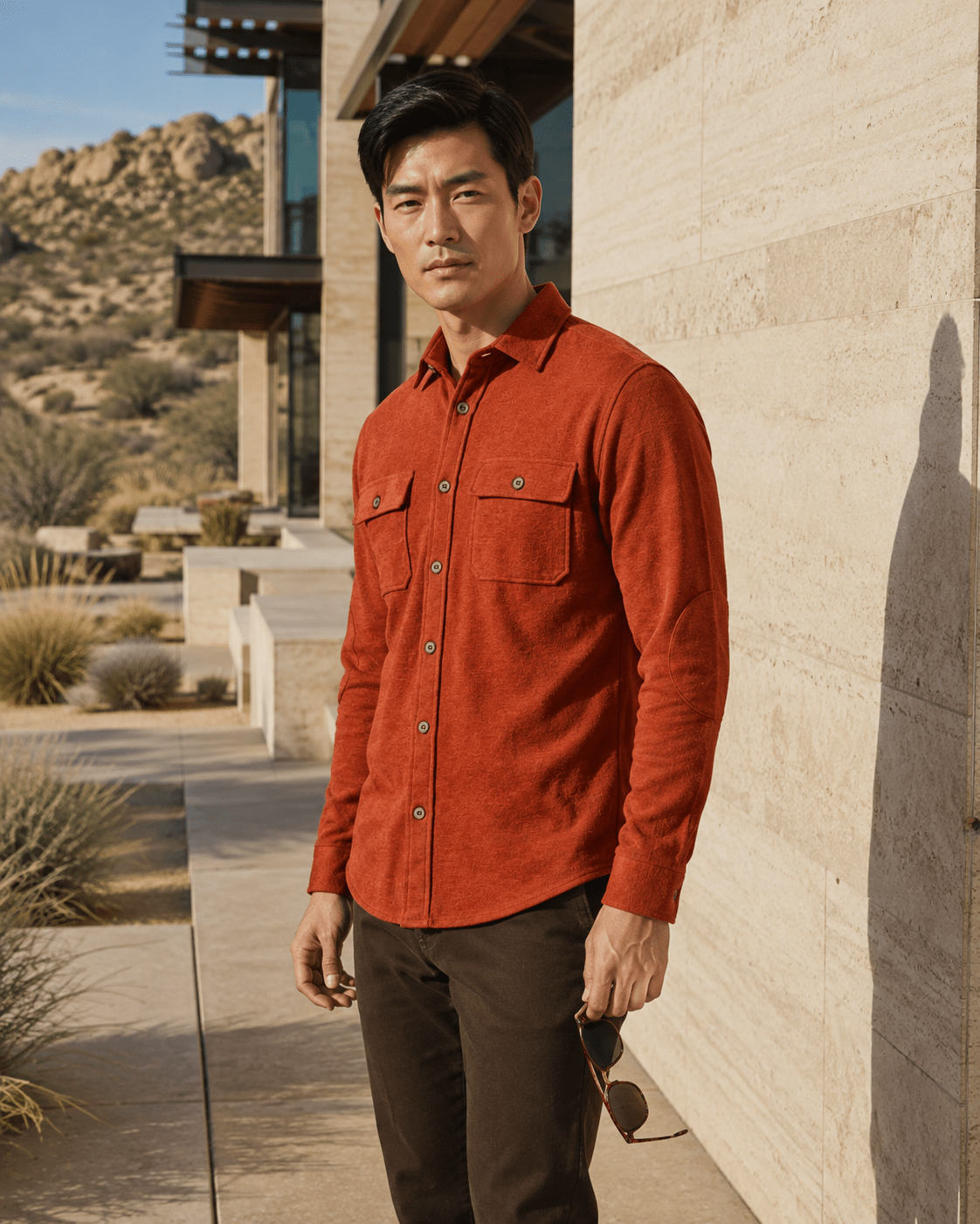 Cashmere Soft Touch Shirt - F/X Fusion - Button-Up Overshirt - #color_Burnt