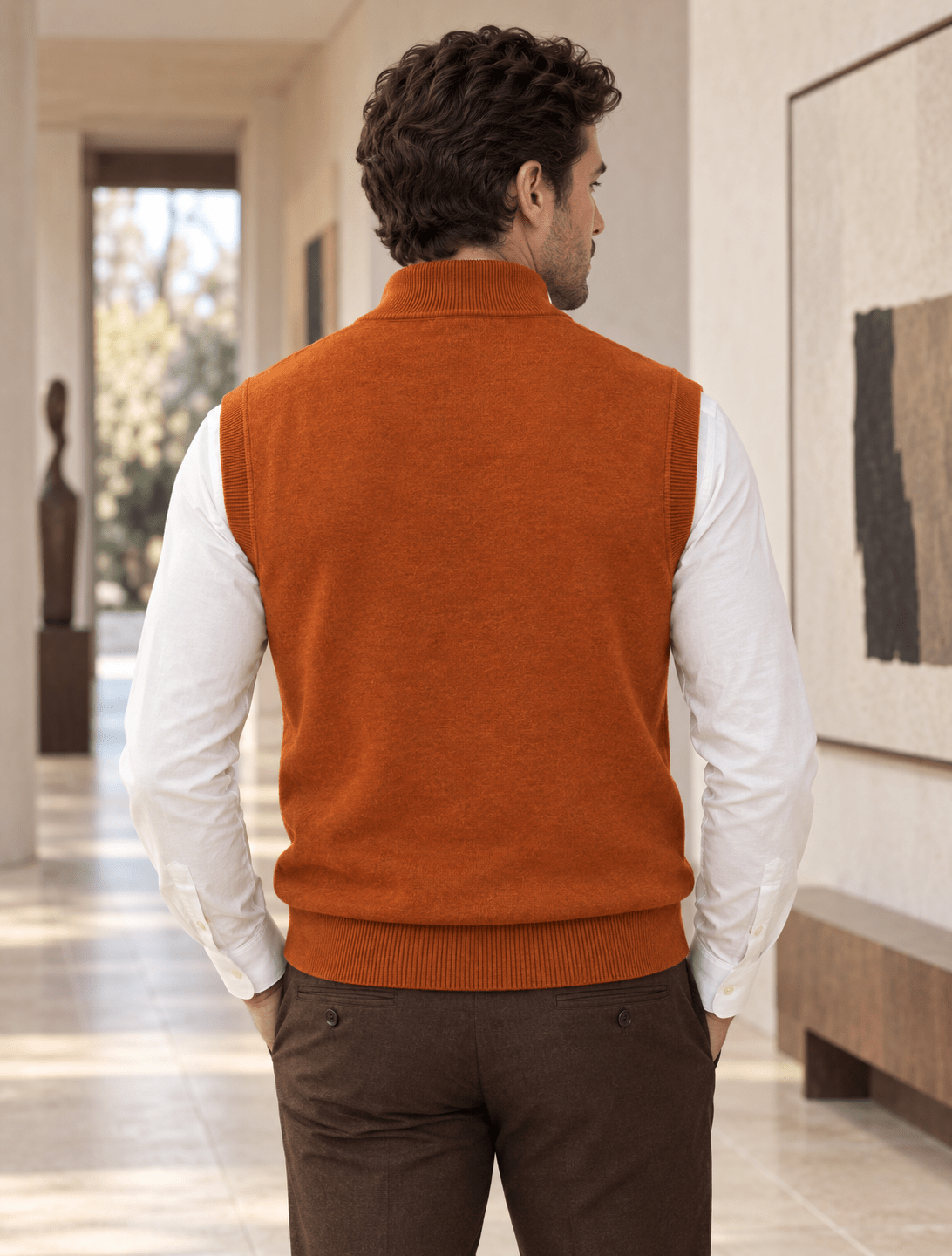 Cotton-Blend Quarter-Zip Vest - F/X Fusion - Quarter-Zip Vest - #color_Butterscotch