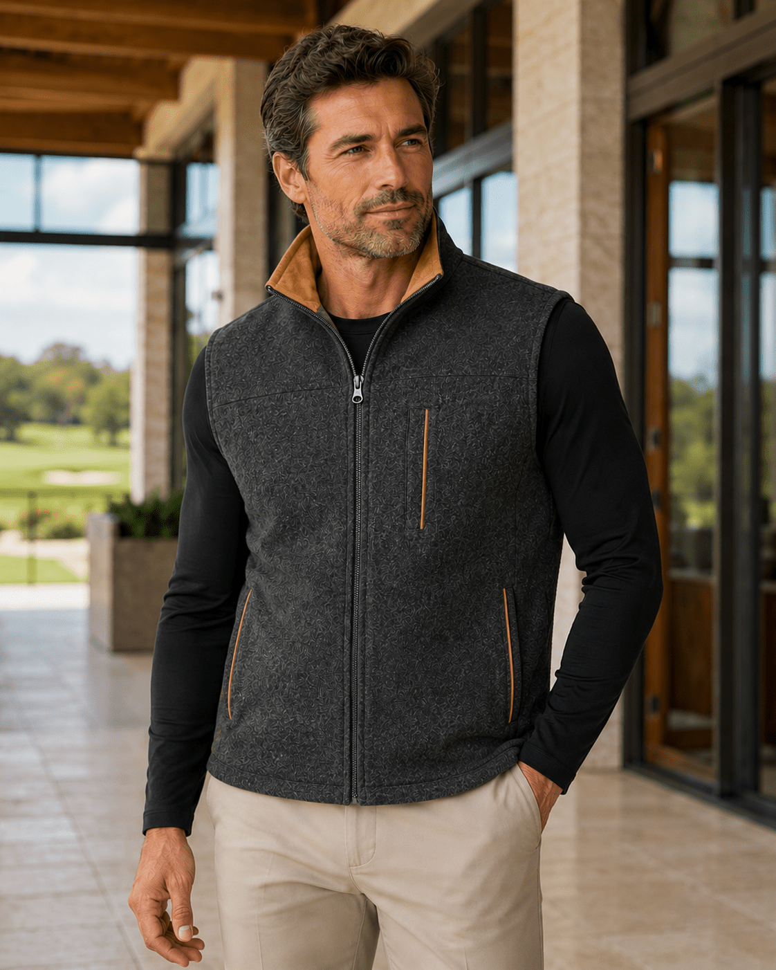 Melton Melange Full-Zip Vest - F/X Fusion - Full-Zip Vest - #color_Charcoal Marl