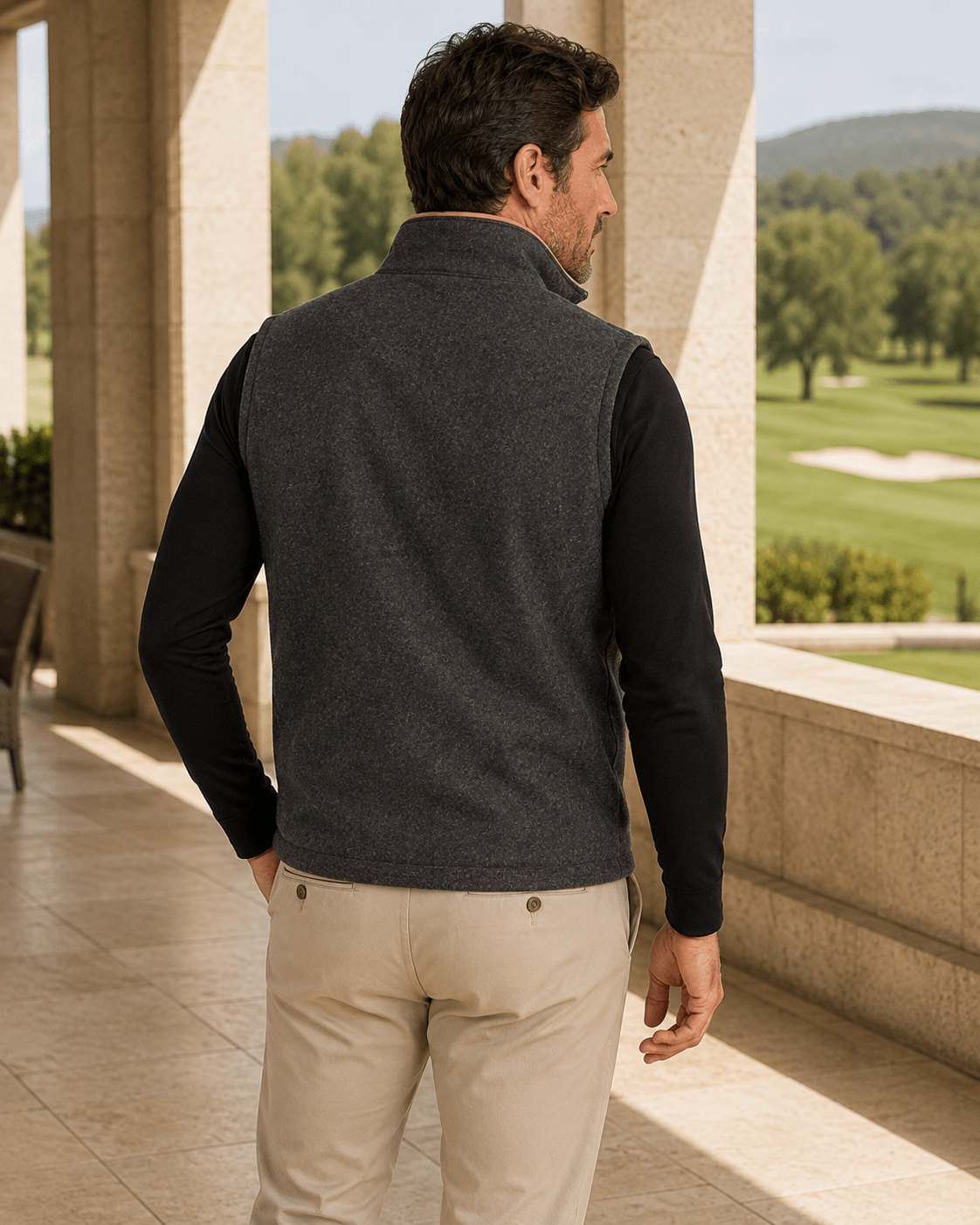 Melton Melange Full-Zip Vest - F/X Fusion - Full-Zip Vest - #color_Charcoal Marl