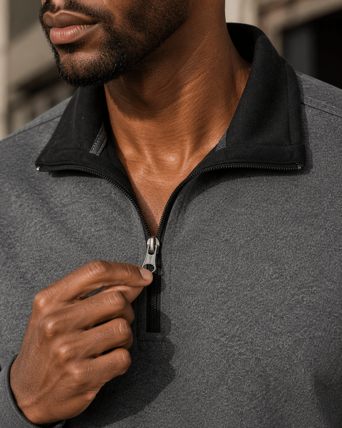 Reversible Quarter-Zip Sweater - F/X Fusion - Quarter-Zip Sweater - #color_Charcoal