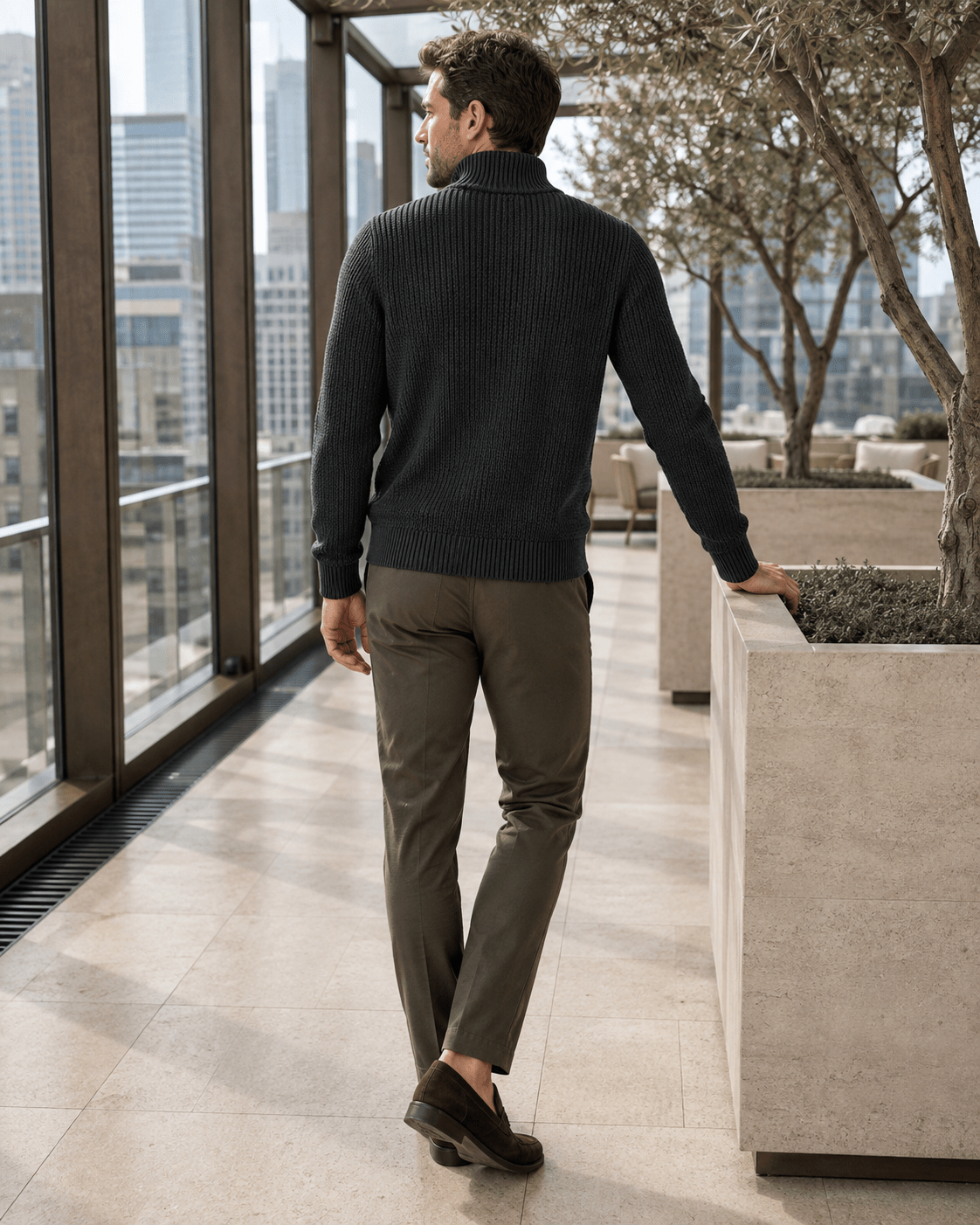 Plaited Cable Quarter-Zip Sweater - F/X Fusion - Quarter-Zip Sweater - #color_Charcoal