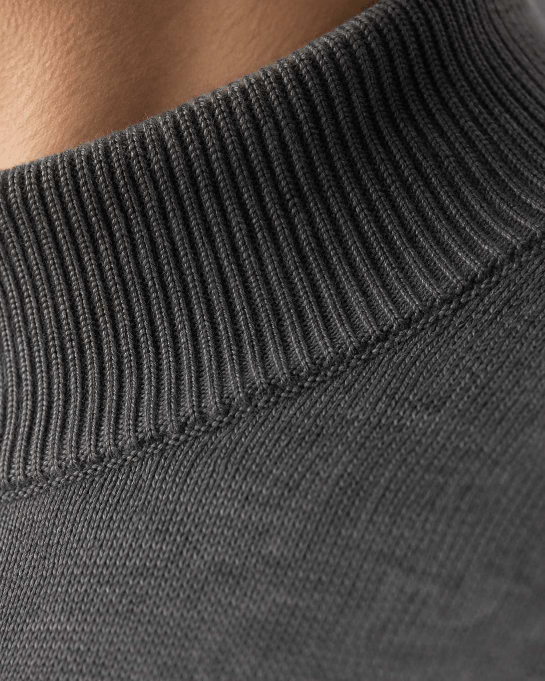 Cotton-Blend Mock Neck Sweater - F/X Fusion - Mock Neck Sweater - #color_Charcoal Heather