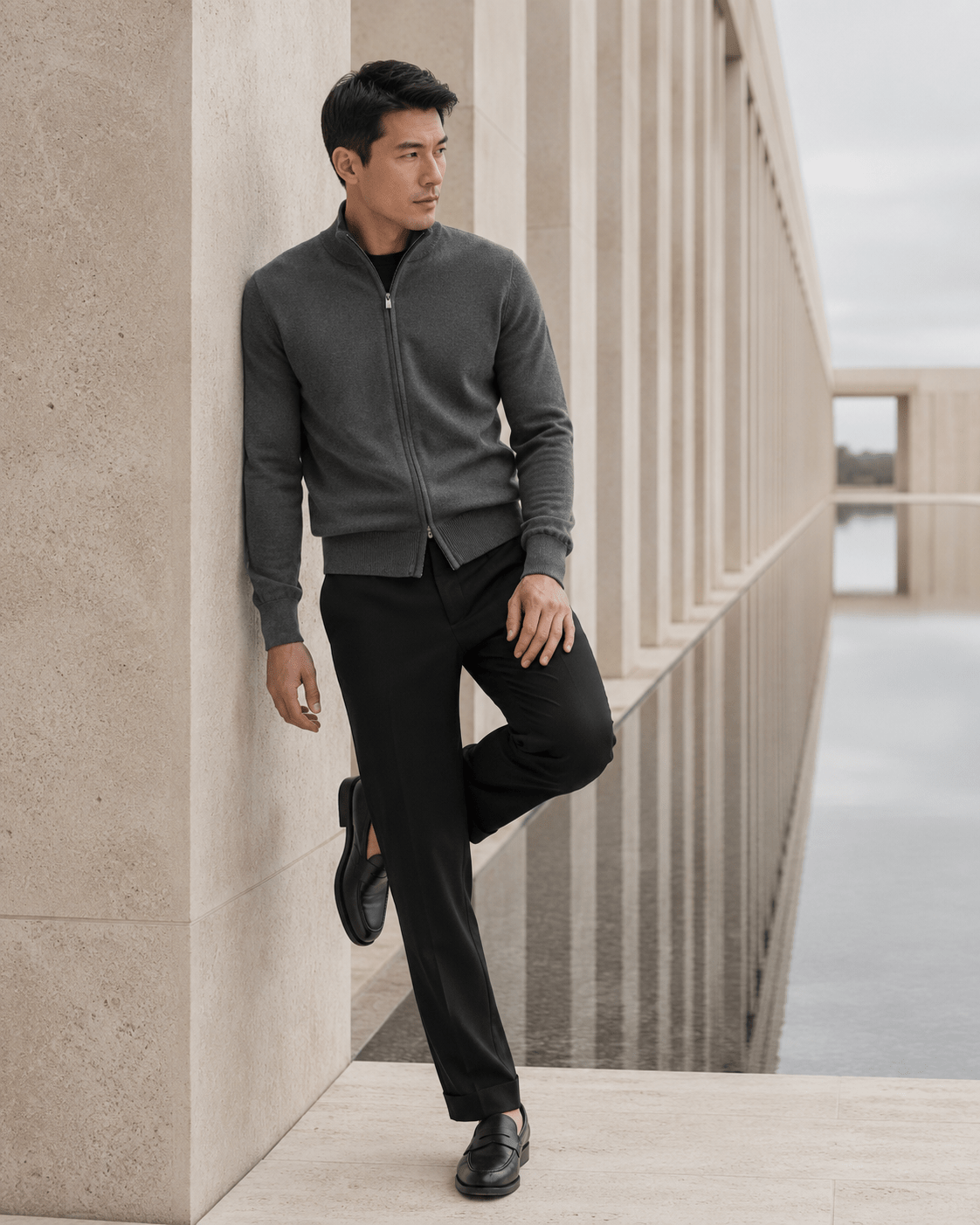 9066 - F/X Fusion - Full-Zip Sweater - #color_Charcoal