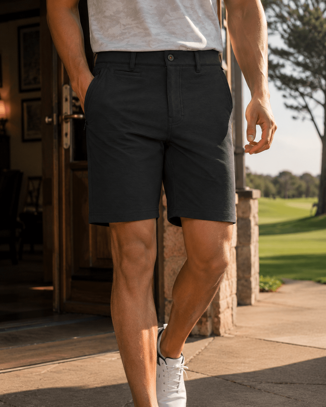 Crossover 4-Way Stretch Performance Golf Shorts - F/X Fusion - Golf Shorts - #color_Black