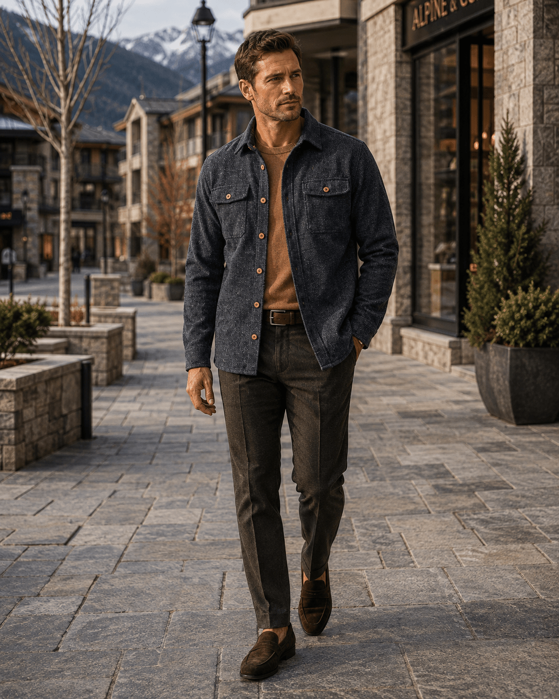 Washed Stretch Cord Button-Up Shirt - F/X Fusion - Overshirt Button-Up - #color_Indigo
